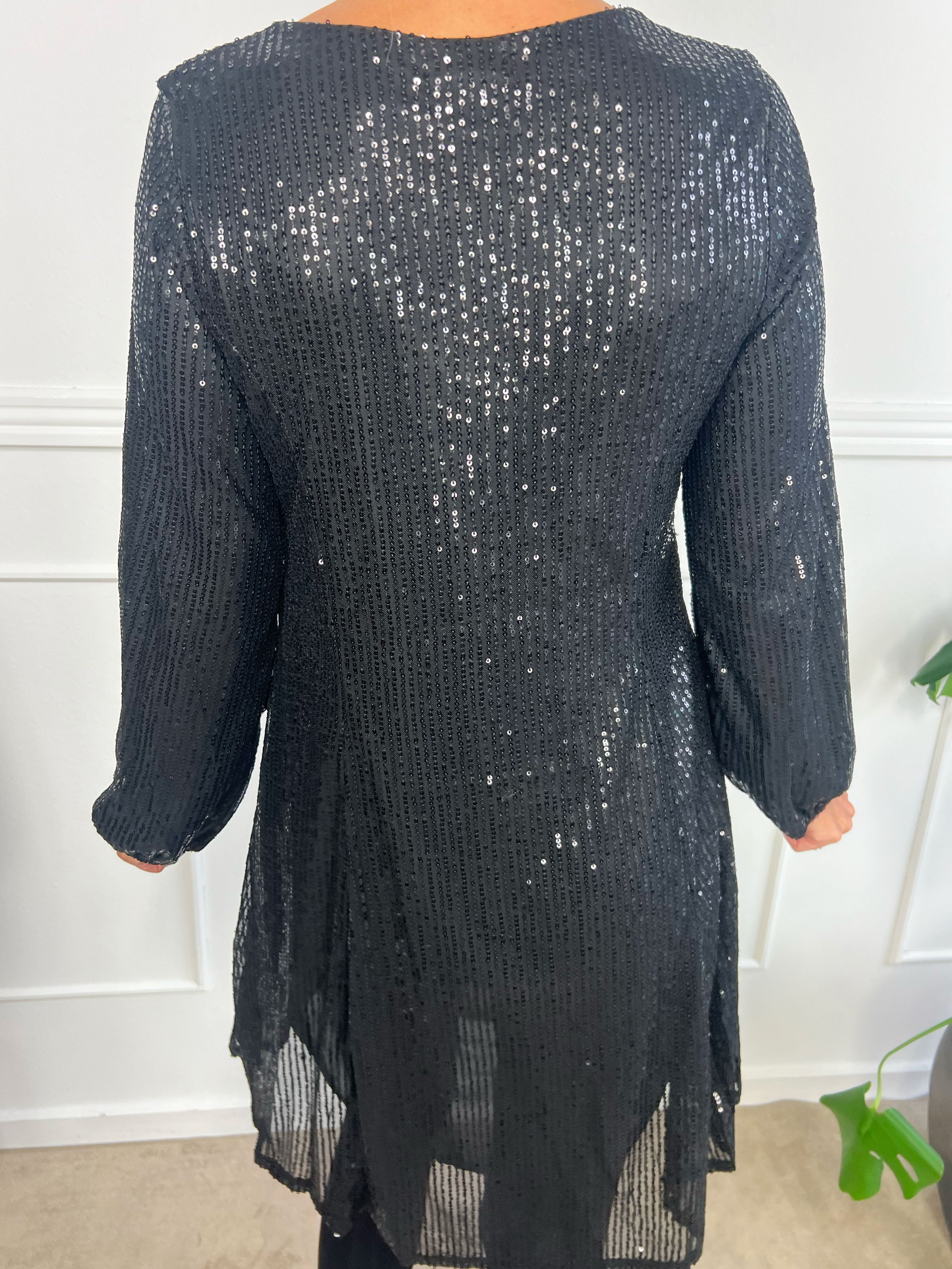 Maj Glitter L/S - Sød paillet kjole der går ud i A facon